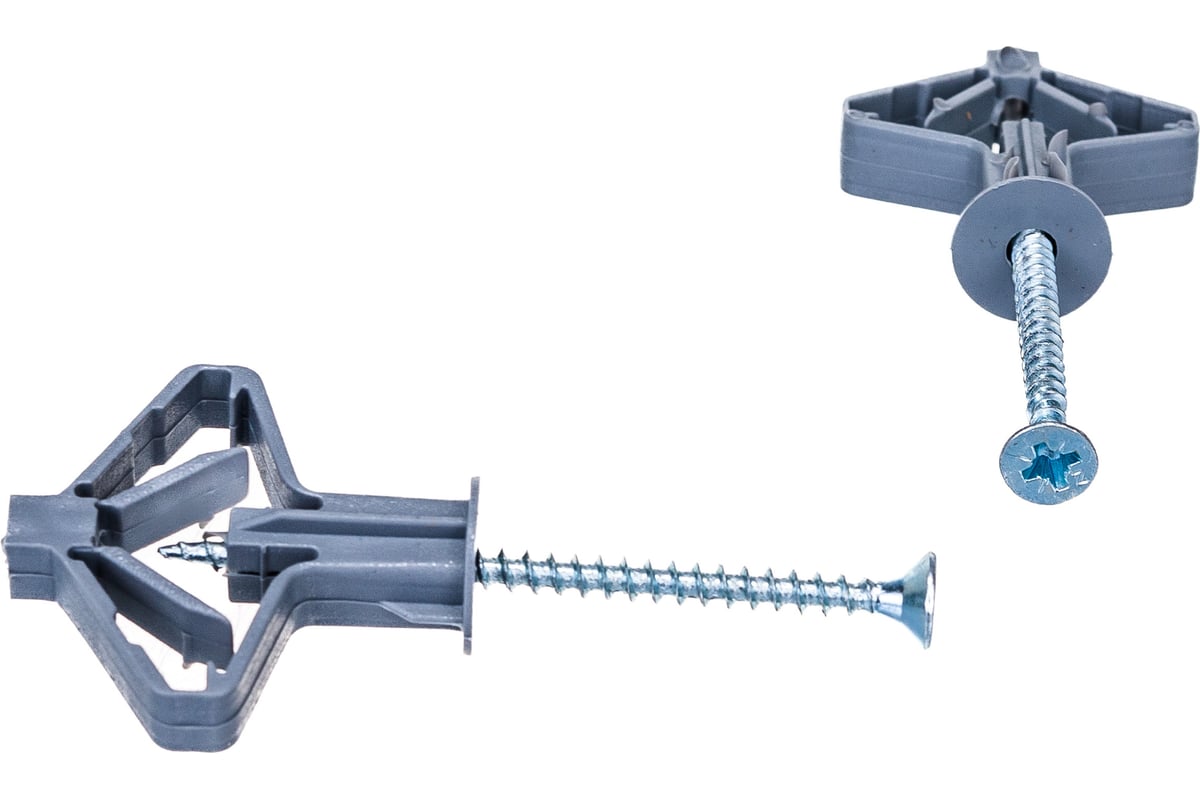 ДЮБЕЛЬ бабочка D10 мм 50 мм для гипсокартона с шурупом пластик