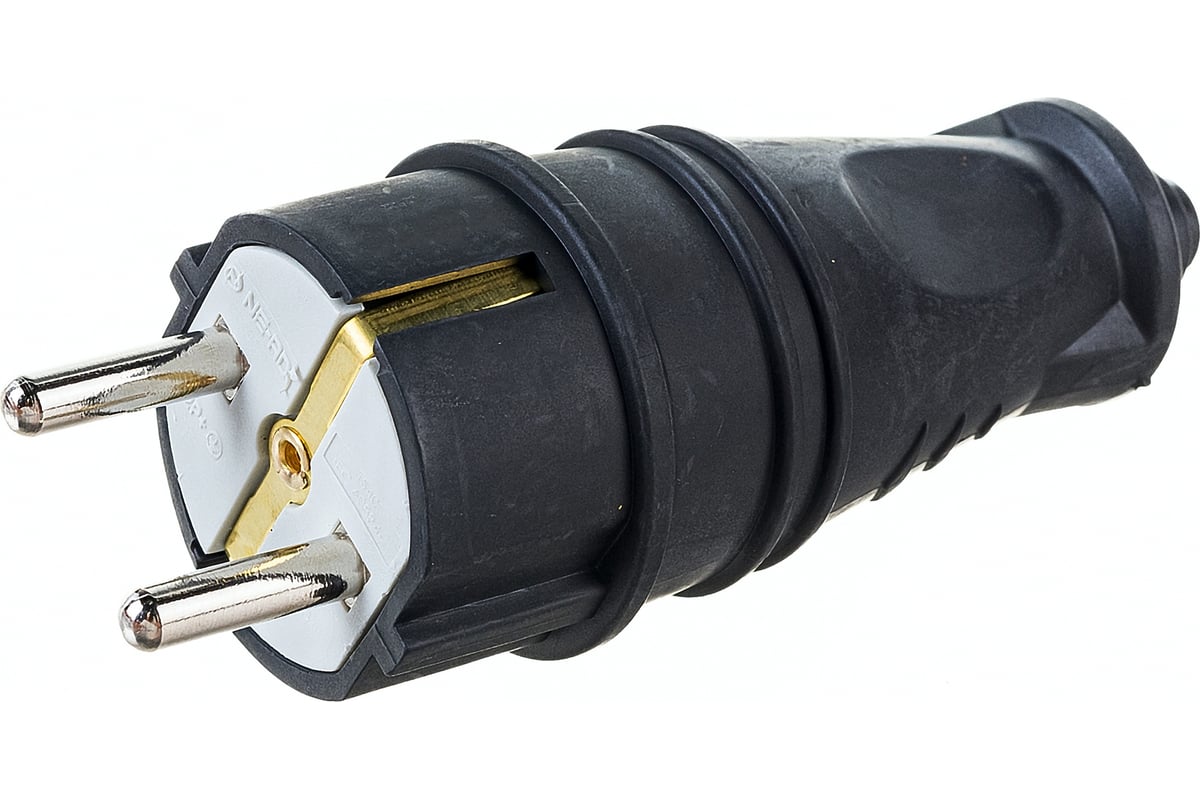 ВИЛКА 16 A 250 В прямая каучук IP44 NE-AD цв. черный