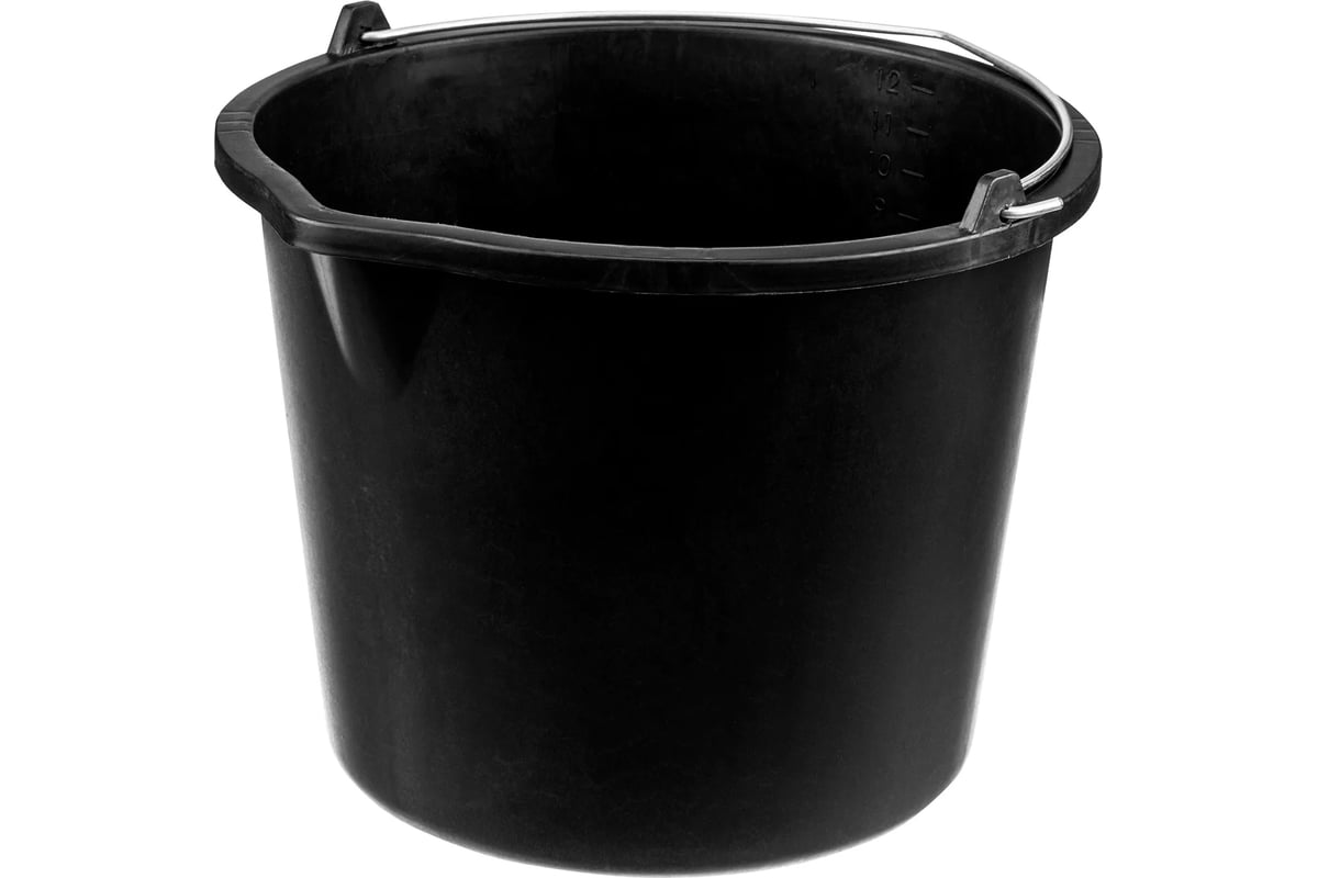 ВЕДРО строительное 12 л эконом пластик цв. черный