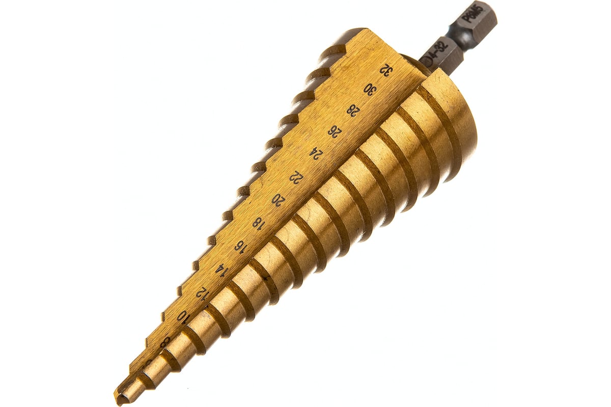 СВЕРЛО ступенчатое 4,0-32,0 мм по металлу 15 ступеней Р6М5-TIN HEX РЕЗОЛЮКС