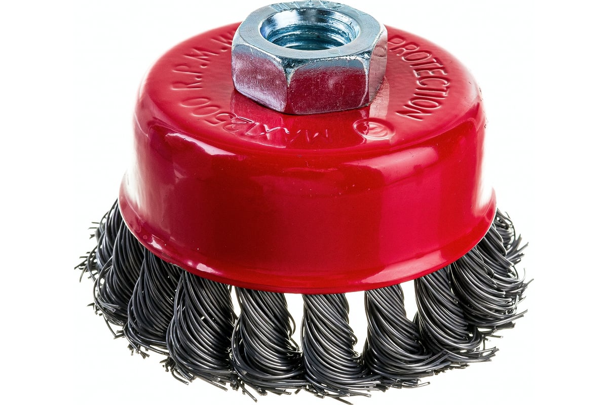КОРЩЕТКА чашечная 75 мм витая М14 для УШМ VERTEXTOOLS