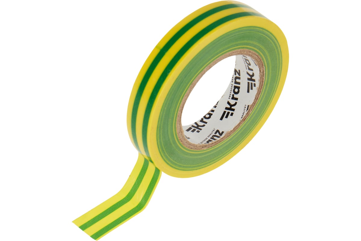 ИЗОЛЕНТА ПВХ 15 мм 25 м KRANZ цв. желто-зеленый