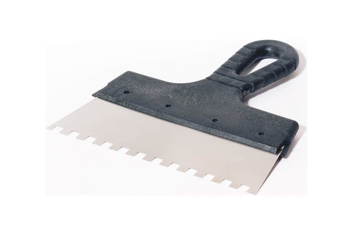 ШПАТЕЛЬ зубчатый 200 мм 8х8 мм пластиковая рукоятка нерж. сталь ИНТЕК