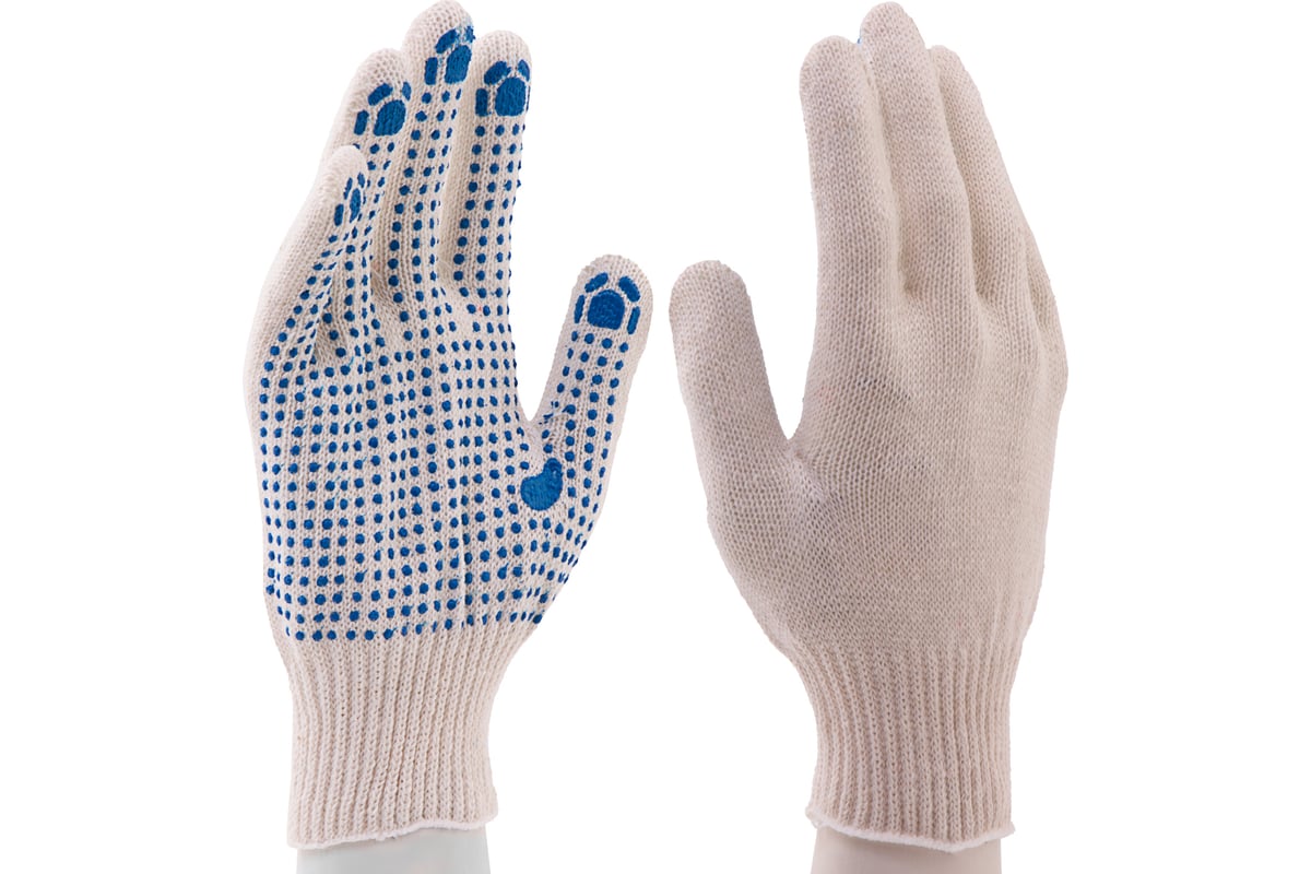 ПЕРЧАТКИ хлопчатобумажные с ПВХ 10 класс цв. серый