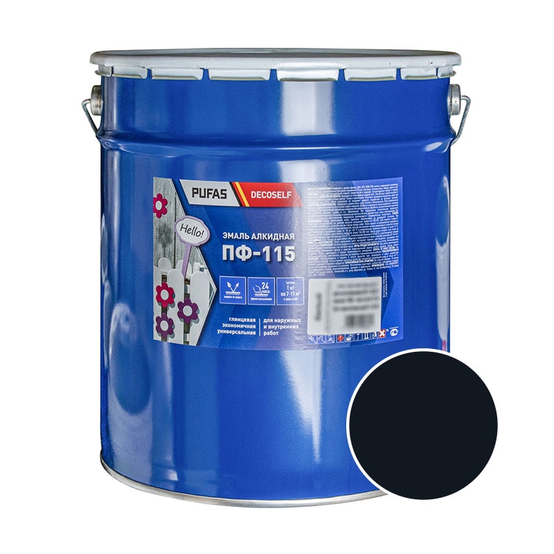 ЭМАЛЬ ПФ-115 алкидная 25 кг цв. черный