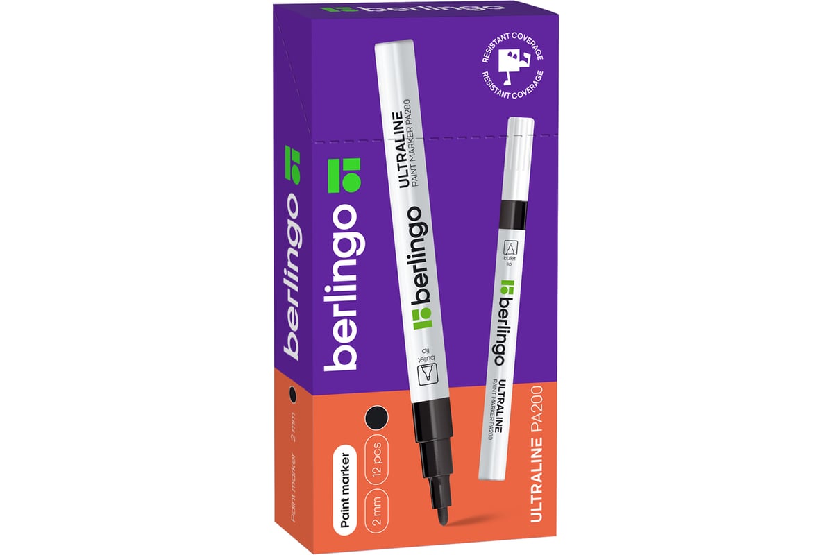 МАРКЕР лаковый 2 мм BERLINGO цв. черный
