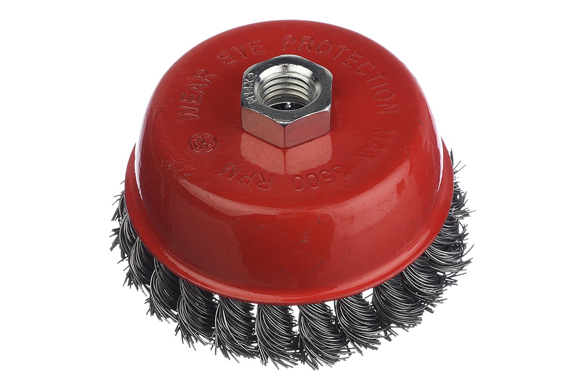 КОРЩЕТКА чашечная 100 мм витая М14 для УШМ VERTEXTOOLS