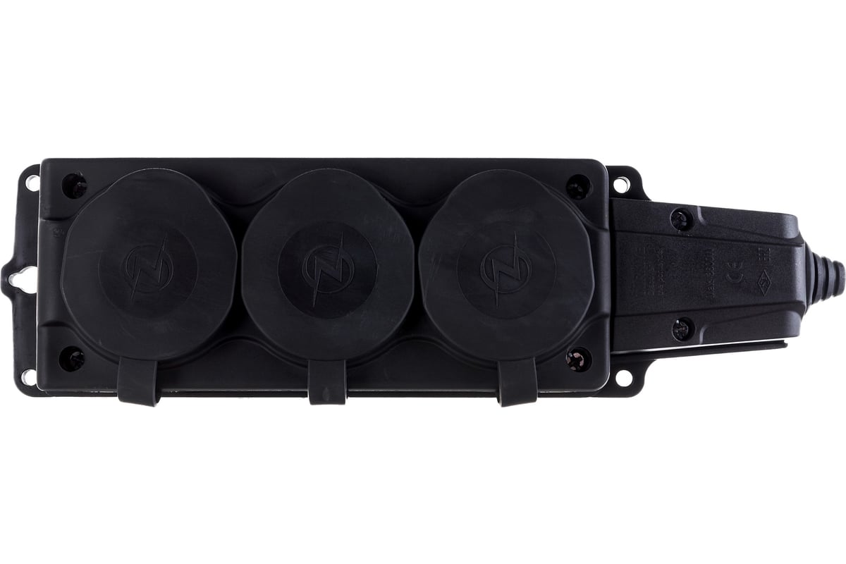 РОЗЕТКА переносная 3-местная 16 А 250 В с/з с крышками каучук IP54 NE-AD