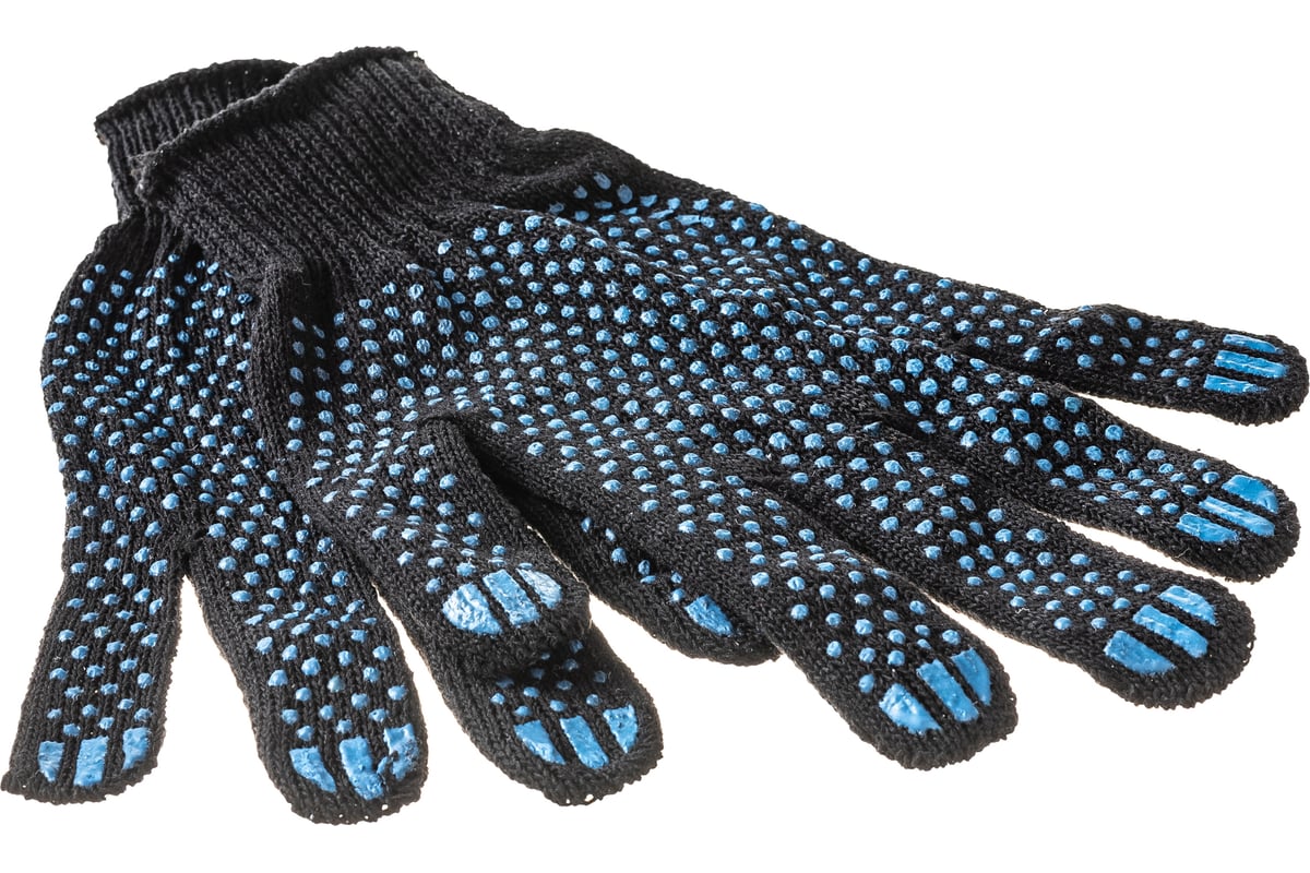 ПЕРЧАТКИ хлопчатобумажные с ПВХ 5-ниточные 10 класс цв. черный