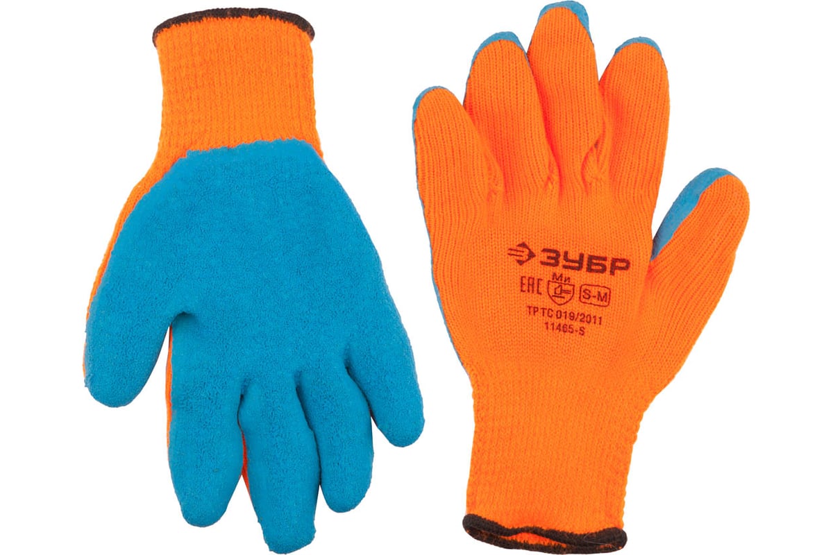 ПЕРЧАТКИ акриловые 10 класс латексное покрытие двойной облив 3/4 утепленные