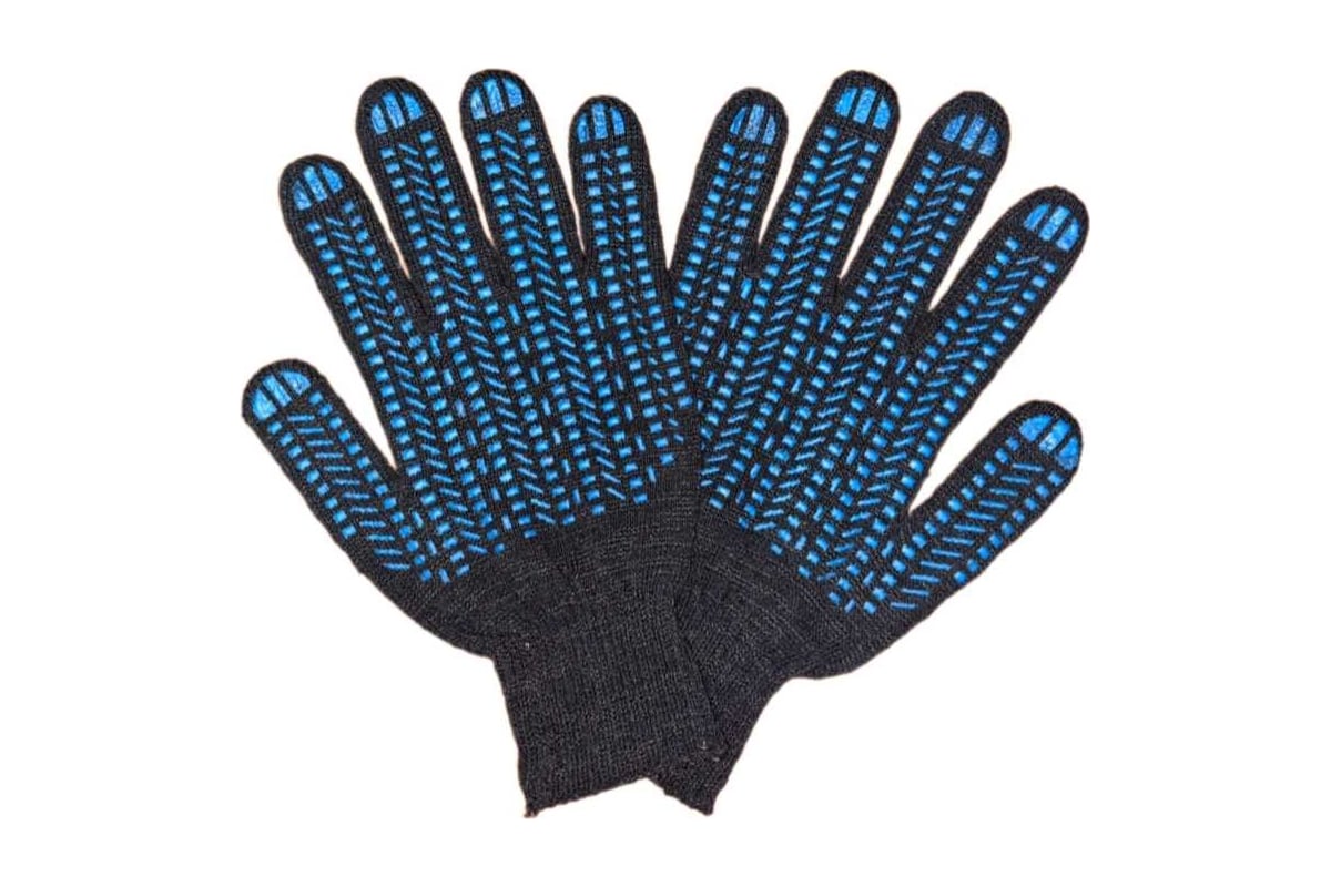 ПЕРЧАТКИ хлопчатобумажные с ПВХ 6-ниточные 10 класс цв. черный