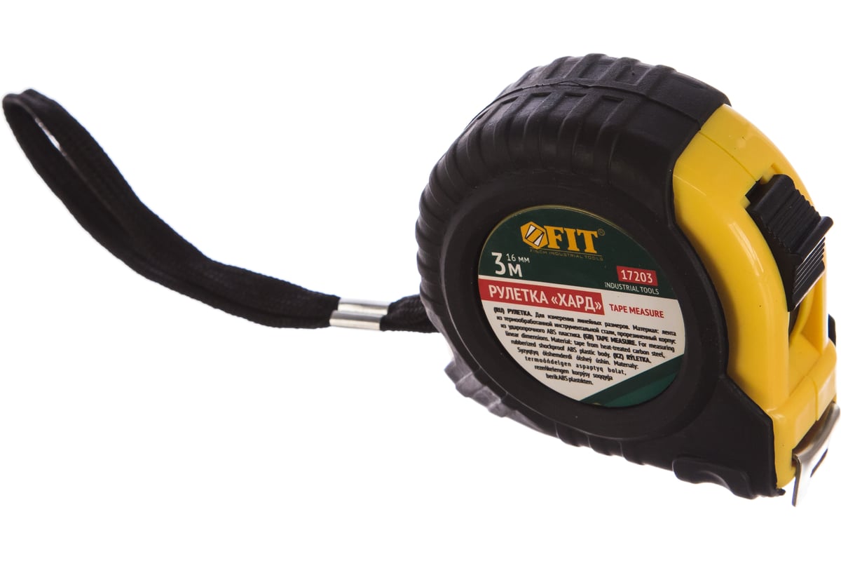 РУЛЕТКА измерительная 3 м 16 мм обрезиненный корпус Хард FIT