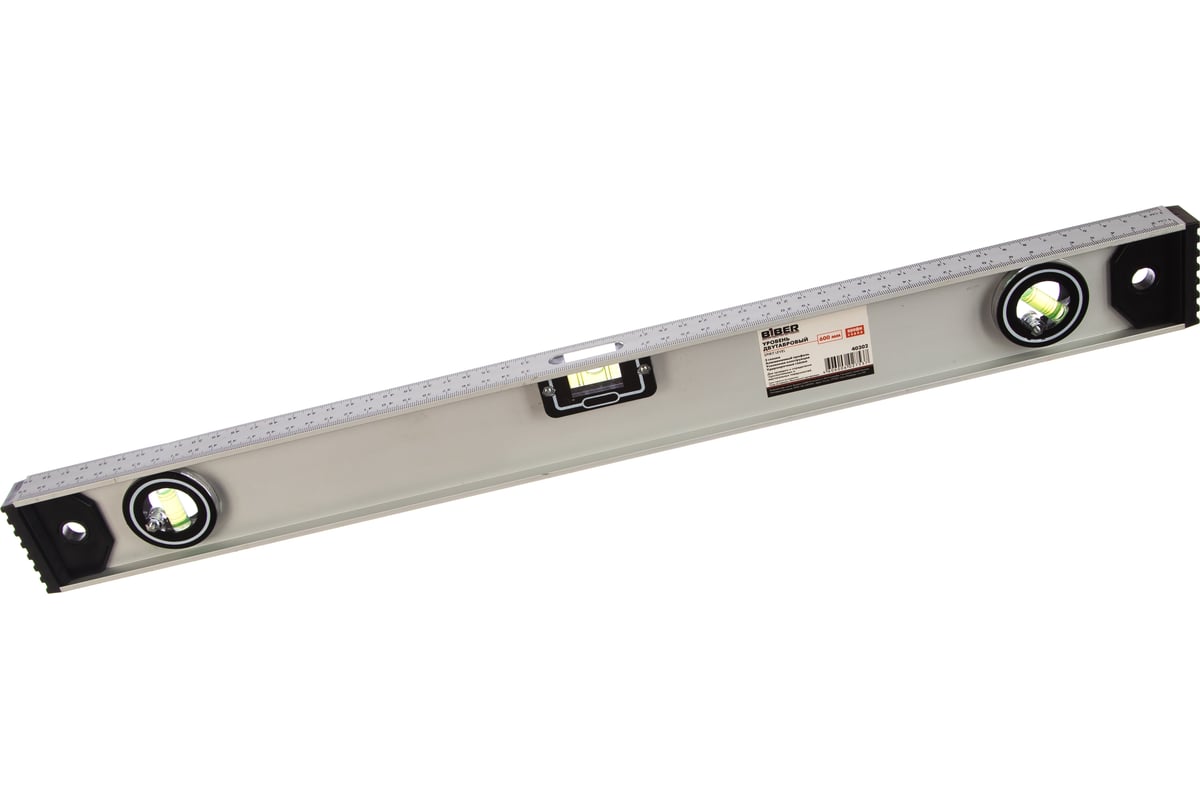 УРОВЕНЬ строительный 600 мм 3 глазка ударопрочный двутавровый Профи BIBER