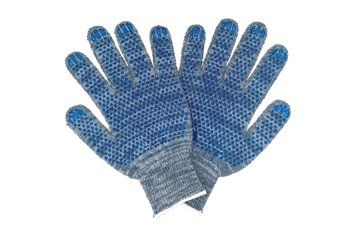 ПЕРЧАТКИ хлопчатобумажные с ПВХ 5-ниточные 10 класс цв. серый