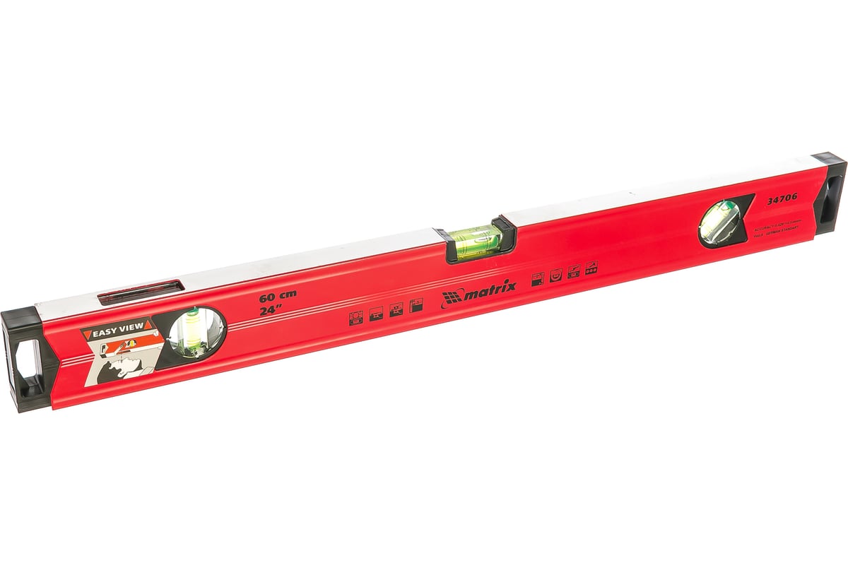 УРОВЕНЬ строительный 600 мм 3 глазка магнитный MATRIX